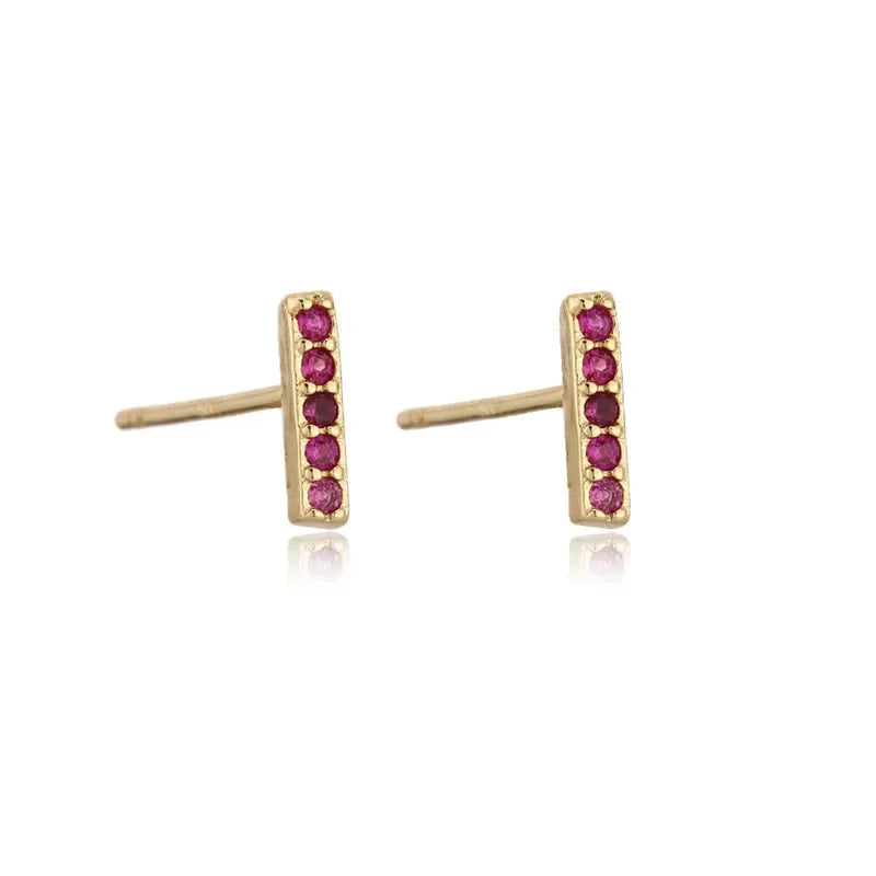 Rose Red Zircon Hoop Earrings for Women Minimalist Dangle Party Jewelry Trend 2025