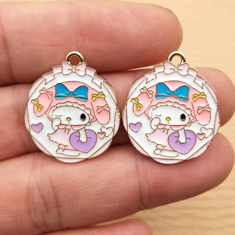 Gold Plated Enamel Anime Cartoon Charms Set for DIY Jewelry Making