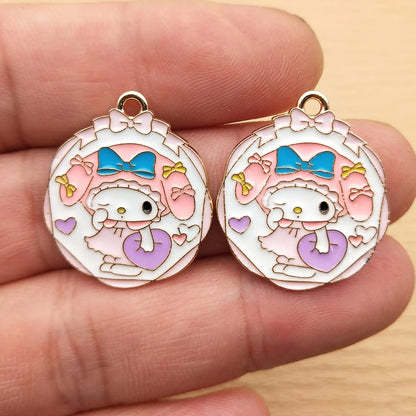 Gold Plated Enamel Anime Cartoon Charms Set for DIY Jewelry Making