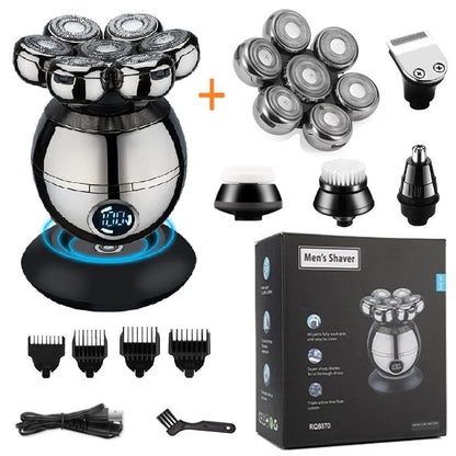 Pro Wet Dry Electric Shaver For Men Rechargeable Beard Trimmer With LCD Display Fast Charging And Floating Head Function