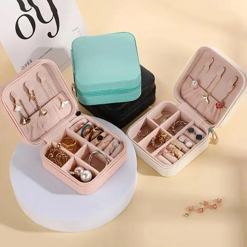 Travel Jewelry Organizer PU Leather Case for Earrings, Necklaces, Rings
