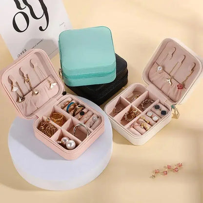 Travel Jewelry Organizer PU Leather Case for Earrings, Necklaces, Rings