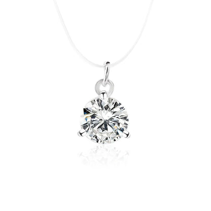Elegant Invisible Heart Choker Necklace with Rhinestone Zircon for Women