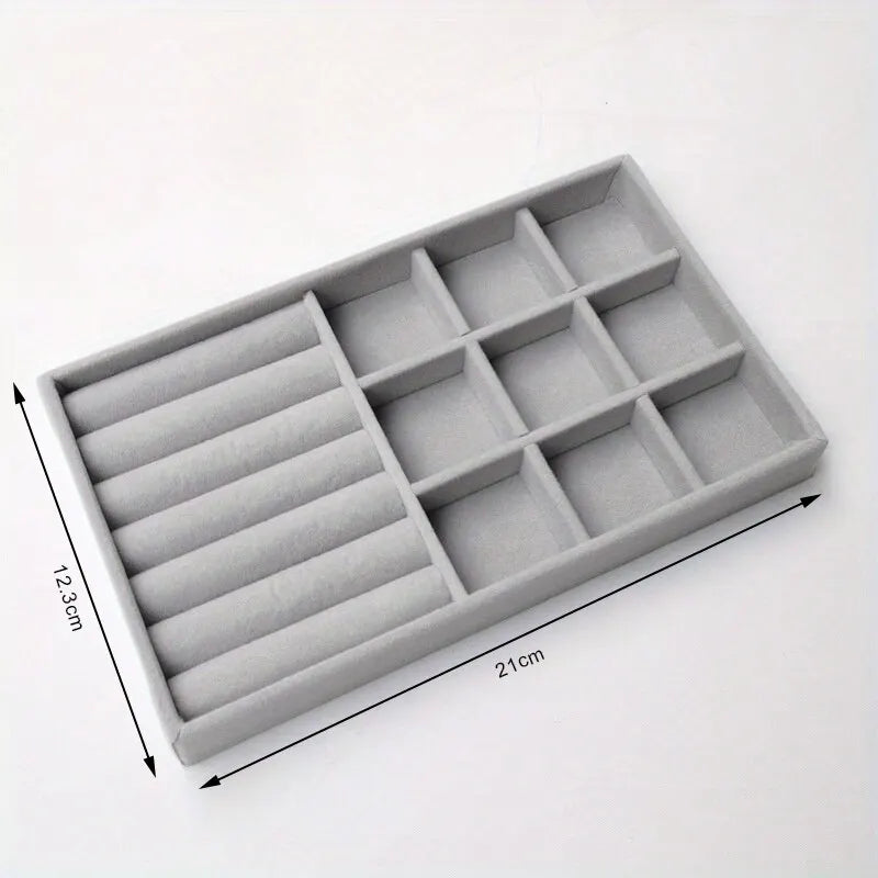 Velvet Jewelry Display Tray Exquisite Portable Organizer for Rings Earrings and Necklaces