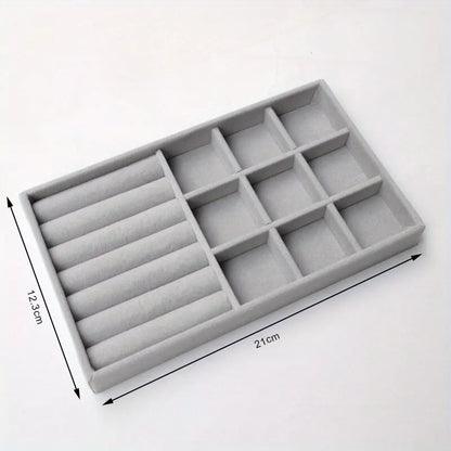 Velvet Jewelry Display Tray Exquisite Portable Organizer for Rings Earrings and Necklaces