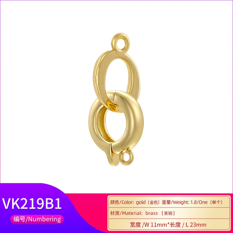 ZHUKOU 18K Gold Plated Connector Clasps for Jewelry Crafting in Four Elegant Styles