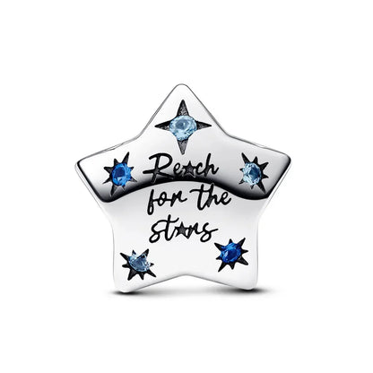 925 Sterling Silver Blue Star Gold Sun Pink Moon Zircon Beads Charms for DIY Jewelry Gifts