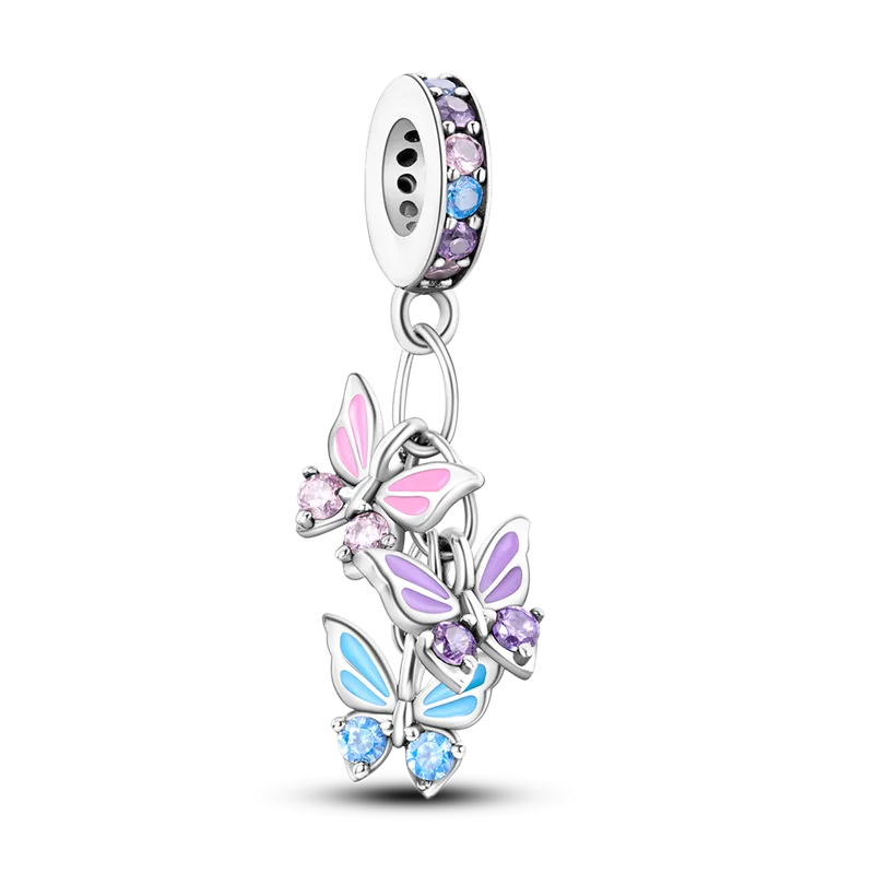 Elegant 925 Sterling Silver Butterfly Airplane Dangle Beads for Charm Bracelets