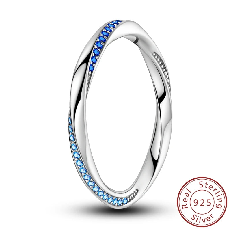 Hot Blue Zircon Ring for Women in 925 Sterling Silver with Sparkling Star and Moon Design Perfect for Weddings and Special Occasions LLTR076