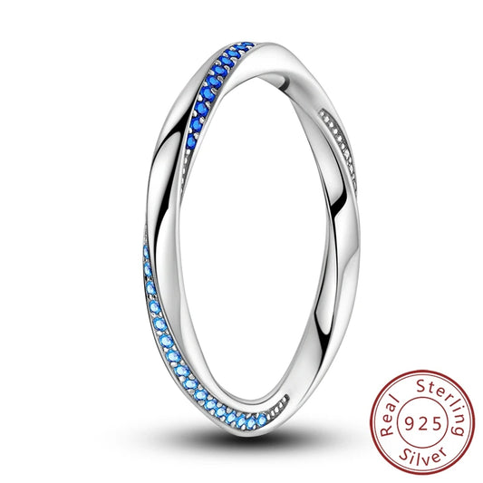 Hot Blue Zircon Ring for Women in 925 Sterling Silver Sparkling Star and Moon Design Original Wedding Jewelry LLSR026