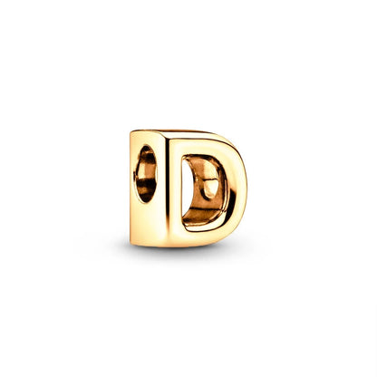 Gold Plated A To Z Alphabet Charm Beads For 925 Bracelet