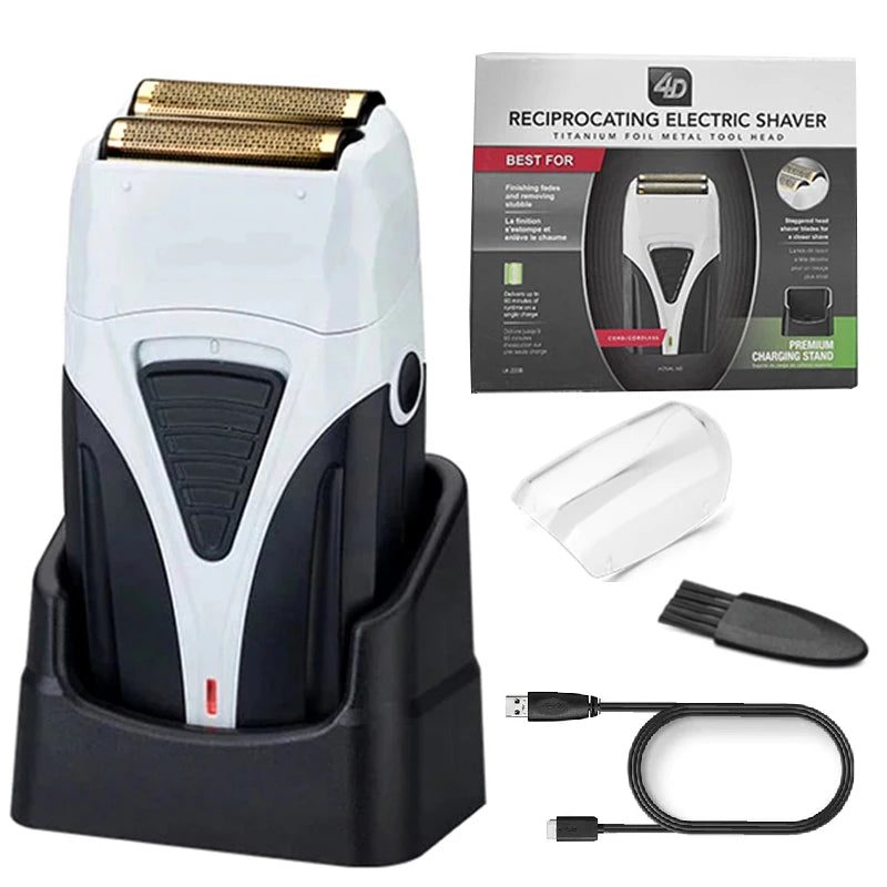 4D Powerful Electric Shaver For Men Rechargeable Stainless Steel Razor With Floating Head Fast Charging System