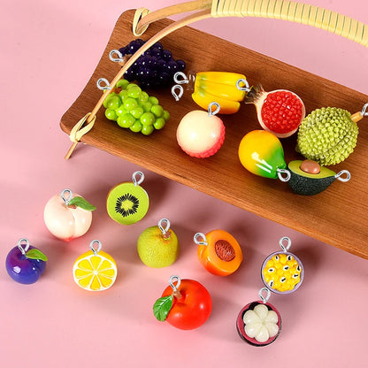 10 Piece 3D Simulated Fruit Flat Back Charms for DIY Jewelry Earrings Bracelets and Hairpins