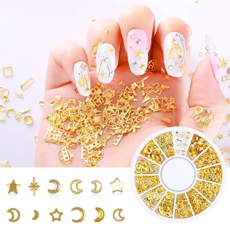 Resin Filling Metal Rivet Moon Stars Nail Art Decorations Mixed Beach Ocean Style Jewelry DIY Charms
