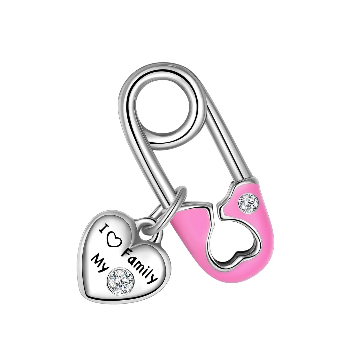 Sparkling Birthstone Heart Charm 925 Sterling Silver Pendant Bead for Mom DIY Jewelry Gift