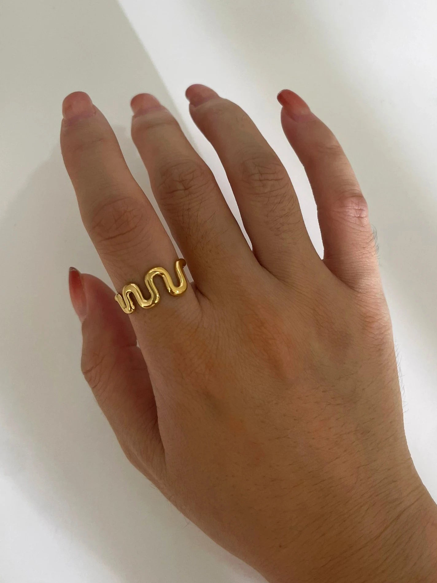 Elegant Wave Design 18K Gold Plated Stainless Steel Jewelry Set for Women
