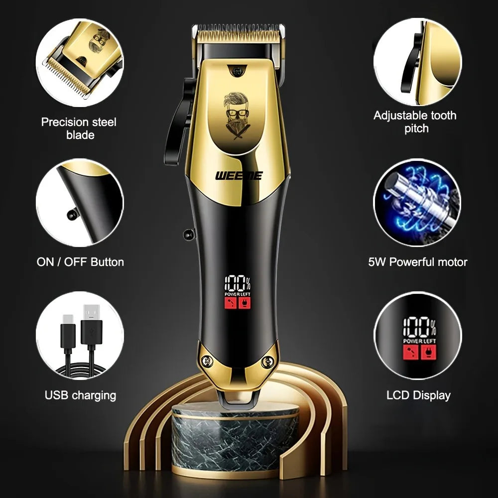 USB Rechargeable Hair Clippers Set for Men with Stainless Steel Blades and Electric Trimmers Ideal for Home Use