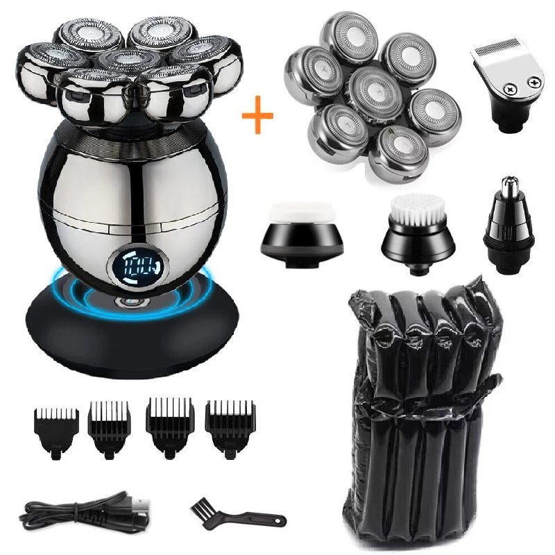 Pro Wet Dry Electric Shaver For Men Rechargeable Beard Trimmer With LCD Display Fast Charging And Floating Head Function