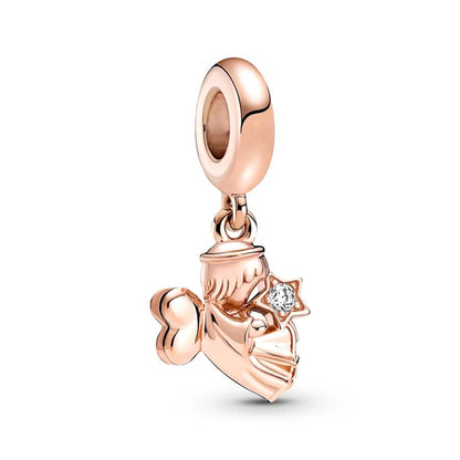 Sparkling Rose Gold Family Tree & Flower Charm Bead for European Silver Bracelet YY0318