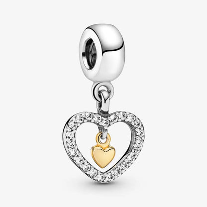 Romantic Heart Bead Pendant Set for Charm Bracelets and Necklaces Thanksgiving Jewelry Gift for Women BD29