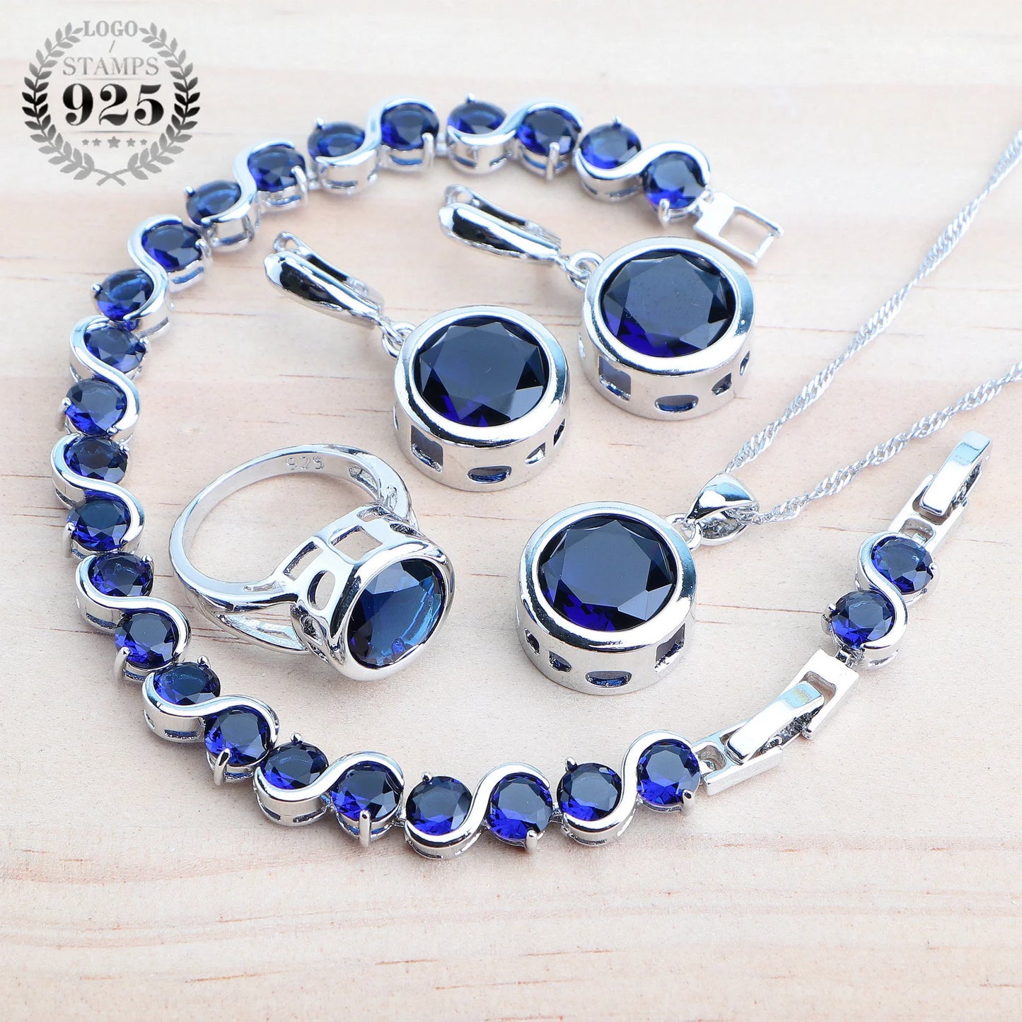 925 Sterling Silver Bridal Jewelry Set with Magic Rainbow Zircon Stones