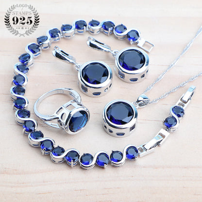 925 Sterling Silver Bridal Jewelry Set with Magic Rainbow Zircon Stones