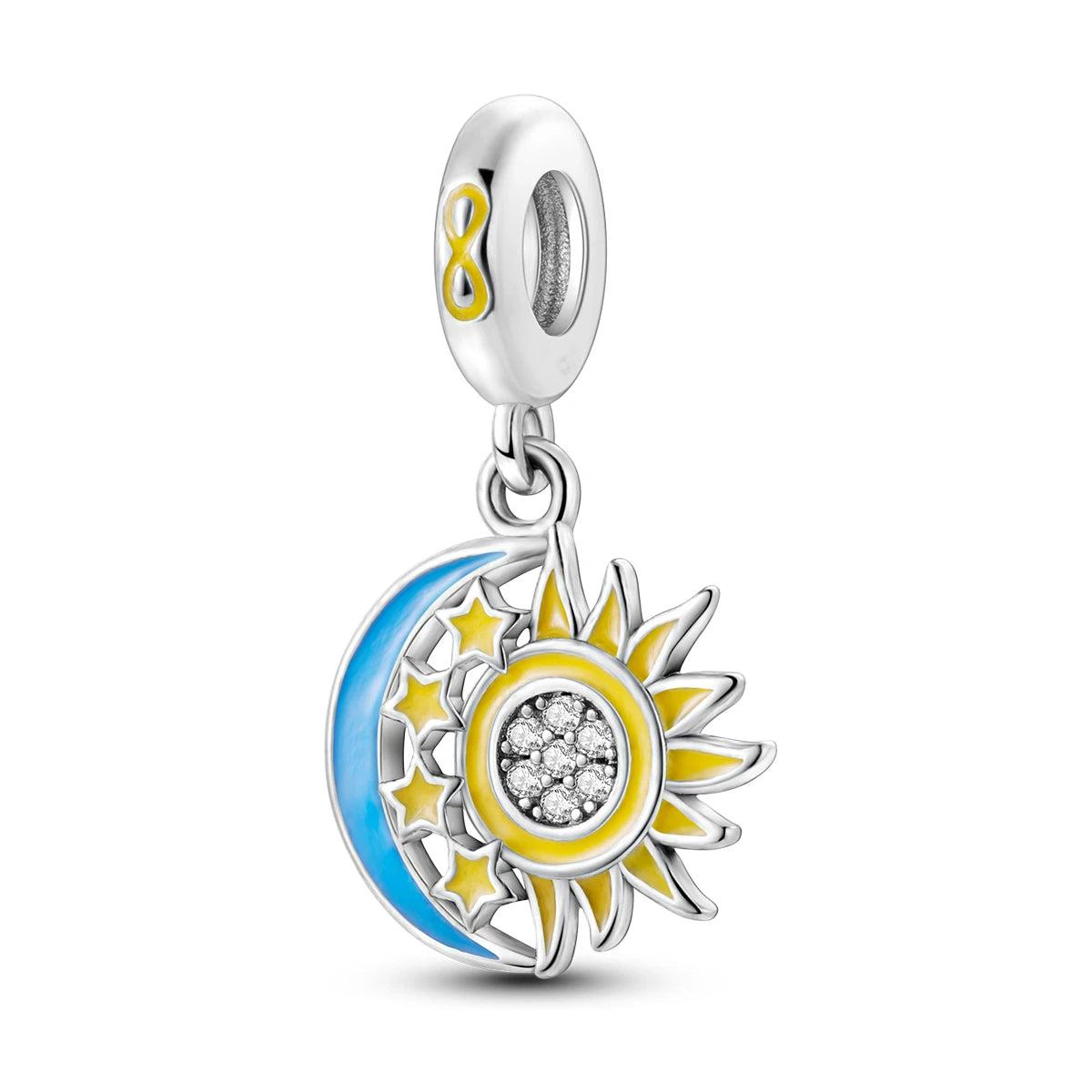 Silver Plated Travel Sunflower Lucky Charms Dangle Pendant Fit Original Pandora Bracelet DIY KTC599