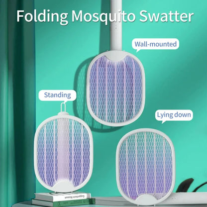 DW1 Electric Mosquito Swatter and Killer Lamp 2 in 1 USB Rechargeable Purple Light Insect Zapper Folding Design