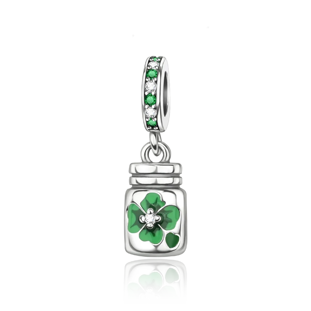 925 Sterling Silver Green Heart Clover Dinosaur Hot Air Balloon Charms for DIY Bracelets Fine Zircon Jewelry