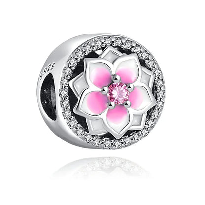 925 Sterling Silver Charm Beads for Women Bracelet - Four-Leaf Clover and Sunflower Design A1604
