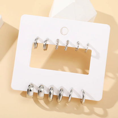 6 Piece Stainless Steel Waterdrop Hoop Earring Set for Women Minimalist Smooth Circle Design
