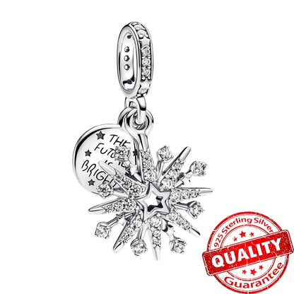 925 Sterling Silver Christmas Snowman Snowflakes and Hot Air Balloon Charms for DIY Bracelets and Necklaces Women Gift