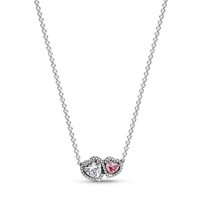 925 Sterling Silver Heart Jewelry Set With Colorful Zircon Sparkling Ring Earrings and Necklace for Women Gift