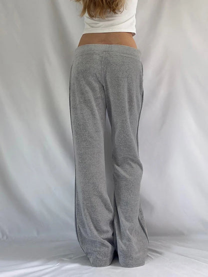 Striped Contrast Drawstring Pants Women Casual Street Style