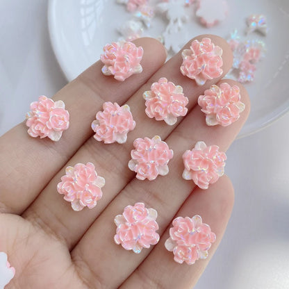 Kawaii 3D Nail Art Resin Charms Set - Bear, Butterfly, Flower, Kitten Series (50 Pieces)