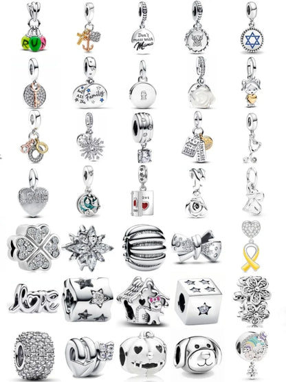 Exquisite 925 Silver Bead Pendant for DIY European Bracelets with Bow Rose Boy and Girl Charms