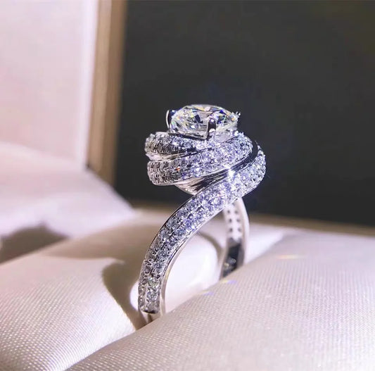 Fashion Anniversary Ring 925 Sterling Silver Moissanite Wedding Band for Women and Men