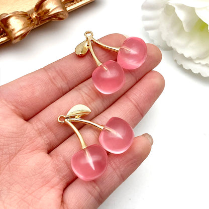 3D Resin Cherry Charm Set for Jewelry Making - Cute and Romantic Craft Accessories