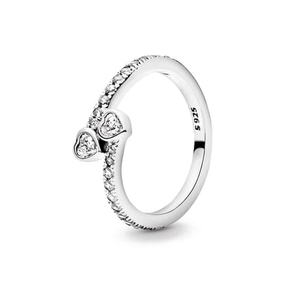 European 925 Silver Heart-Shaped Ring for Women Available in Sizes 6 7 8 9 Exquisite High-Quality Jewelry for Weddings and Parties