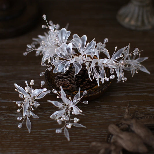 Crystal Blossom Bridal Hairband Handmade Wedding Headpiece for Women