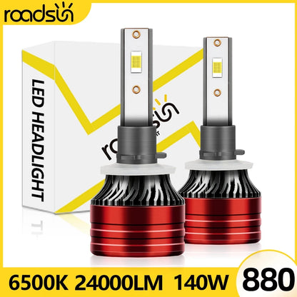 Ultra Bright LED Car Headlight Bulbs 880 881 H27 24000LM 140W 6500K White Fog Lamps with CSP Technology and Efficient Heat Dissipation