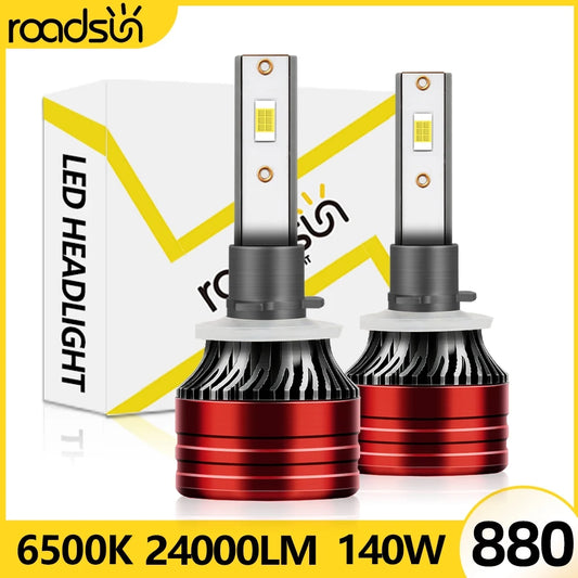 Ultra Bright LED Car Headlight Bulbs 880 881 H27 24000LM 140W 6500K White Fog Lamps with CSP Technology and Efficient Heat Dissipation