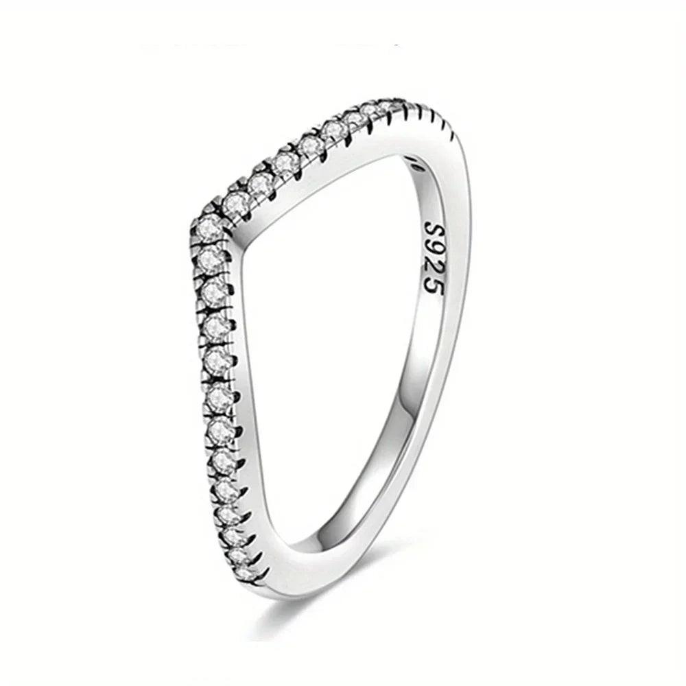 Original 925 Sterling Silver Heart Crown Bow Moon Shell Colorful Crystal Ring for Women Fine Jewelry Gift XR185