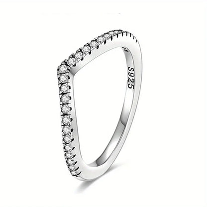 Original 925 Sterling Silver Heart Crown Bow Moon Ring with Colorful Crystal for Women Elegant Fine Jewelry Gift AMR057
