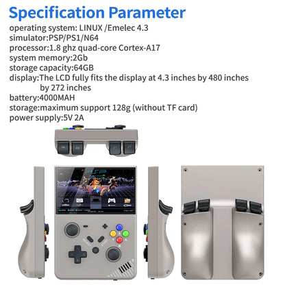 R43 Pro 4.3 Inch HD Retro Handheld Game Console Linux Cortex A17 Open Source 20000 Games Travel Kids Gift