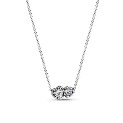New 925 Sterling Silver Heart-Shaped Necklace with Purple Blue and Green Zircon for Exquisite Jewelry Gifts for Women