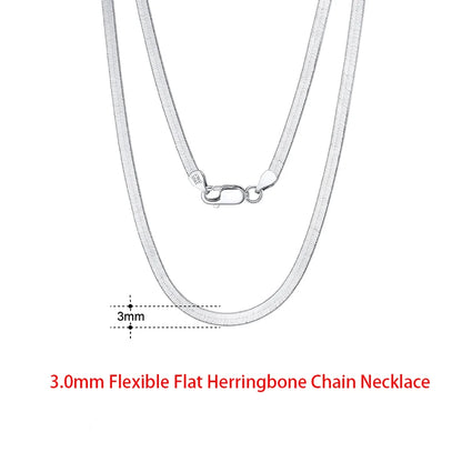 Rinntin 925 Sterling Silver Flat Mariner Chain Necklace Stylish Versatile Unisex Jewelry 3.0mm-Flat Chain