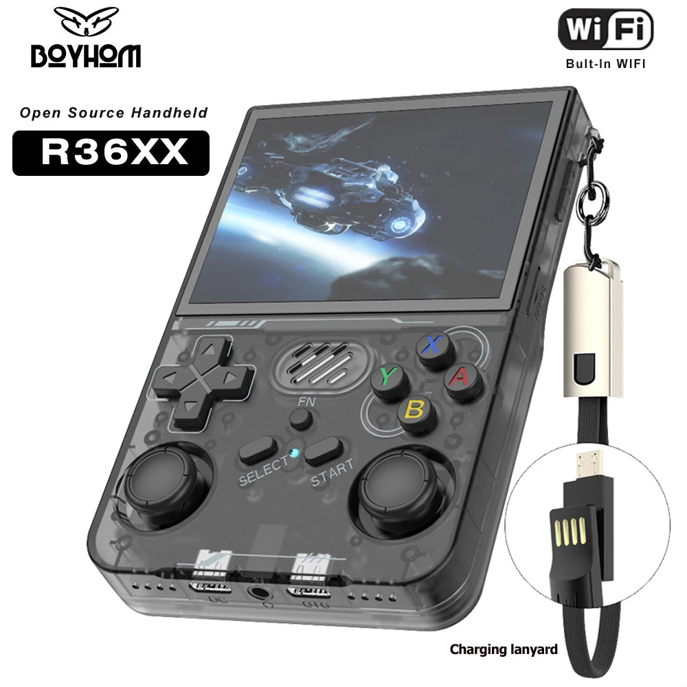 BOYHOM R36XX Retro Handheld Game Console Over 15,000 Built In Games 3.5 Inch Screen WiFi Open Source 64GB Storage Expandable to 256GB 2025 New Version