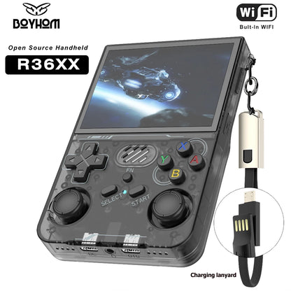 BOYHOM R36XX Retro Handheld Game Console Over 15,000 Built In Games 3.5 Inch Screen WiFi Open Source 64GB Storage Expandable to 256GB 2025 New Version