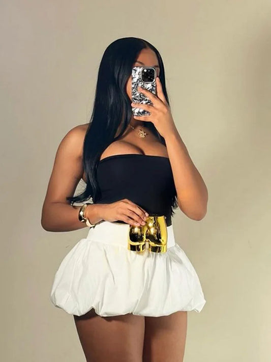 Y2K Ball Gown Mini Skirt For Women With Midnight Waistband